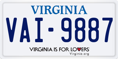 VA license plate VAI9887