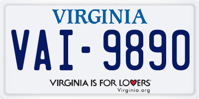 VA license plate VAI9890