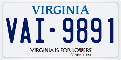 VA license plate VAI9891