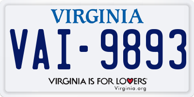 VA license plate VAI9893