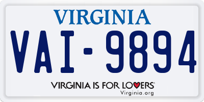 VA license plate VAI9894