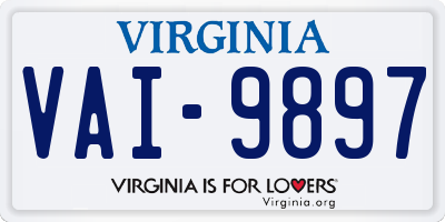 VA license plate VAI9897