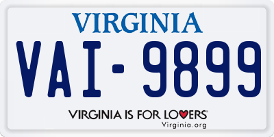 VA license plate VAI9899