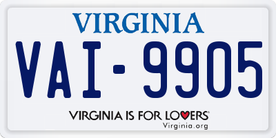 VA license plate VAI9905