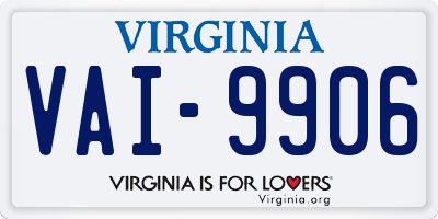 VA license plate VAI9906