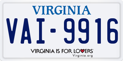 VA license plate VAI9916