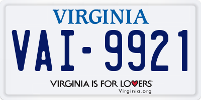 VA license plate VAI9921