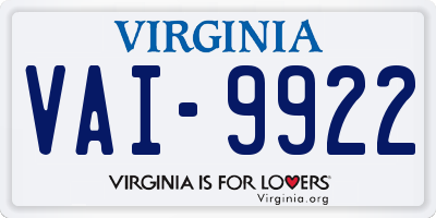 VA license plate VAI9922