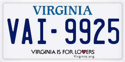 VA license plate VAI9925