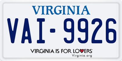 VA license plate VAI9926