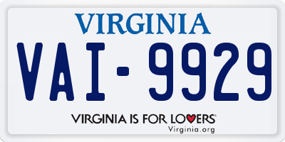 VA license plate VAI9929