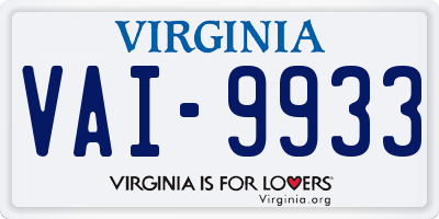 VA license plate VAI9933