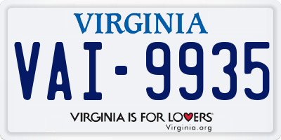 VA license plate VAI9935