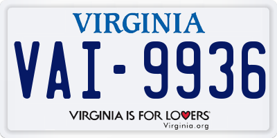 VA license plate VAI9936