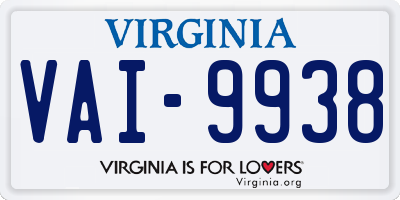 VA license plate VAI9938