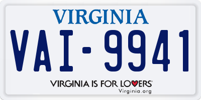 VA license plate VAI9941