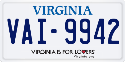 VA license plate VAI9942