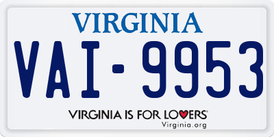 VA license plate VAI9953