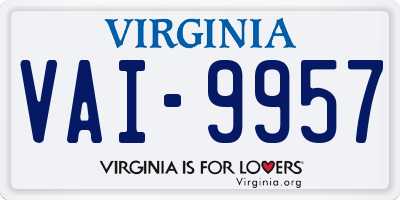 VA license plate VAI9957