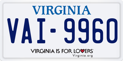 VA license plate VAI9960