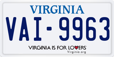 VA license plate VAI9963