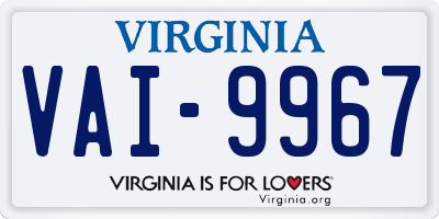 VA license plate VAI9967
