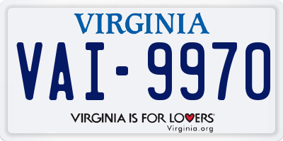 VA license plate VAI9970