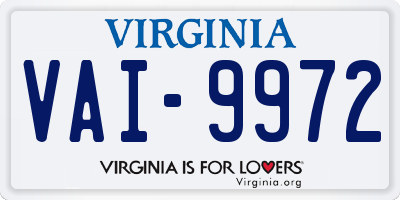 VA license plate VAI9972