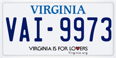 VA license plate VAI9973