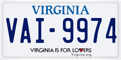 VA license plate VAI9974