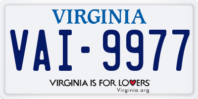 VA license plate VAI9977