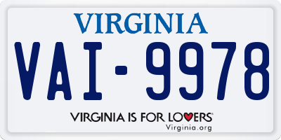 VA license plate VAI9978