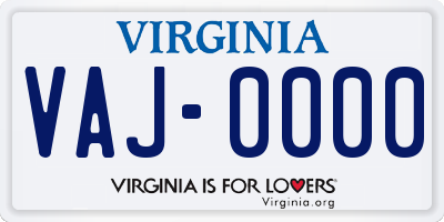 VA license plate VAJ0000