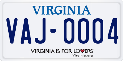 VA license plate VAJ0004