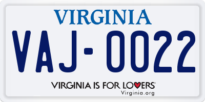 VA license plate VAJ0022