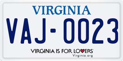 VA license plate VAJ0023