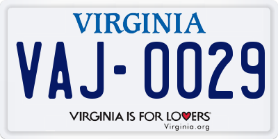 VA license plate VAJ0029
