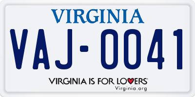 VA license plate VAJ0041
