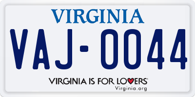 VA license plate VAJ0044