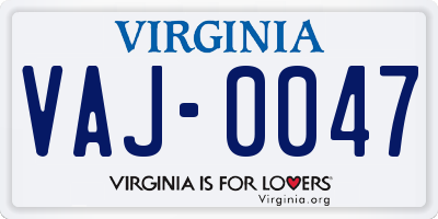 VA license plate VAJ0047
