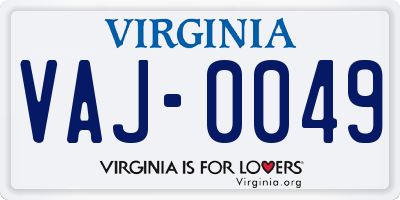 VA license plate VAJ0049