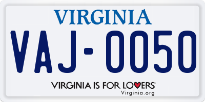 VA license plate VAJ0050