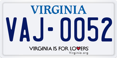 VA license plate VAJ0052