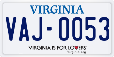 VA license plate VAJ0053