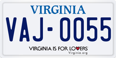 VA license plate VAJ0055