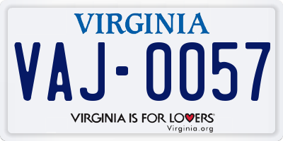 VA license plate VAJ0057
