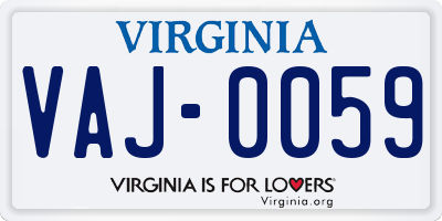 VA license plate VAJ0059