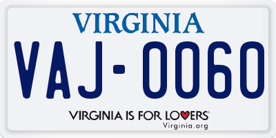 VA license plate VAJ0060