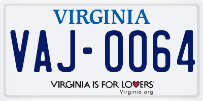 VA license plate VAJ0064