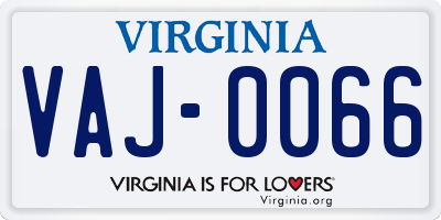 VA license plate VAJ0066